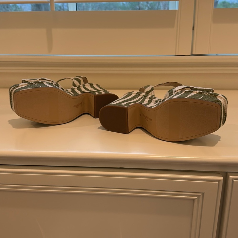 Sam Edelman Trianna Green Zebra Linen Platform Sandal - Picture 5 of 5